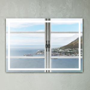 Зеркало с подсветкой в ванную прямоугольное, 100 см