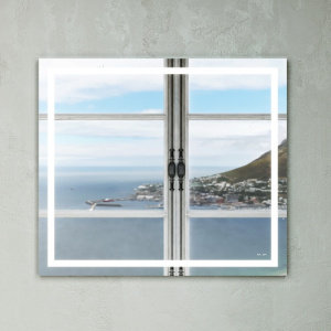 Зеркало с подсветкой в ванную прямоугольное, 80 см