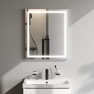 Зеркало с подсветкой в ванную прямоугольное, 60 см