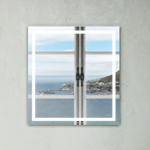 Зеркало с подсветкой в ванную прямоугольное, 65 см